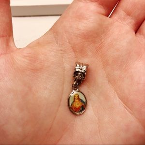 Sacred Heart Silver Bracelet Charm